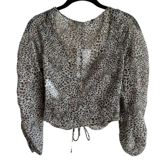 ZARA Sheer Animal Print Crop Top - Picture 4 of 9